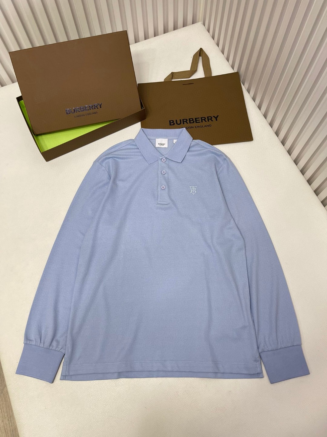 Burberry 巴宝莉 纯色字母刺绣logoPolo衫 长袖 T恤 黑色 藏蓝色 蓝色 80219471