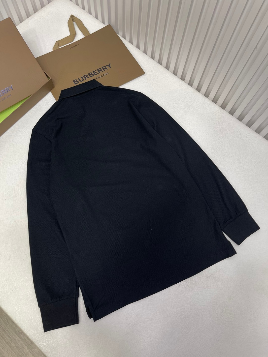 Burberry 巴宝莉 纯色字母刺绣logoPolo衫 长袖 T恤 黑色 藏蓝色 蓝色 80219471