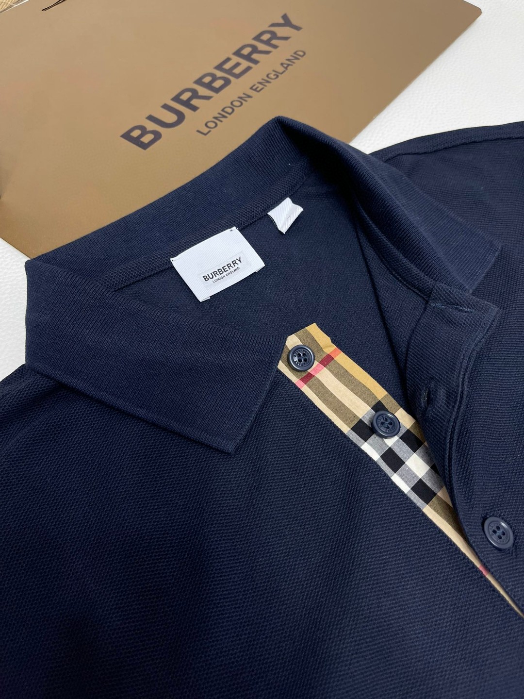 Burberry 巴宝莉 纯色字母刺绣logoPolo衫 长袖 T恤 黑色 藏蓝色 蓝色 80219471