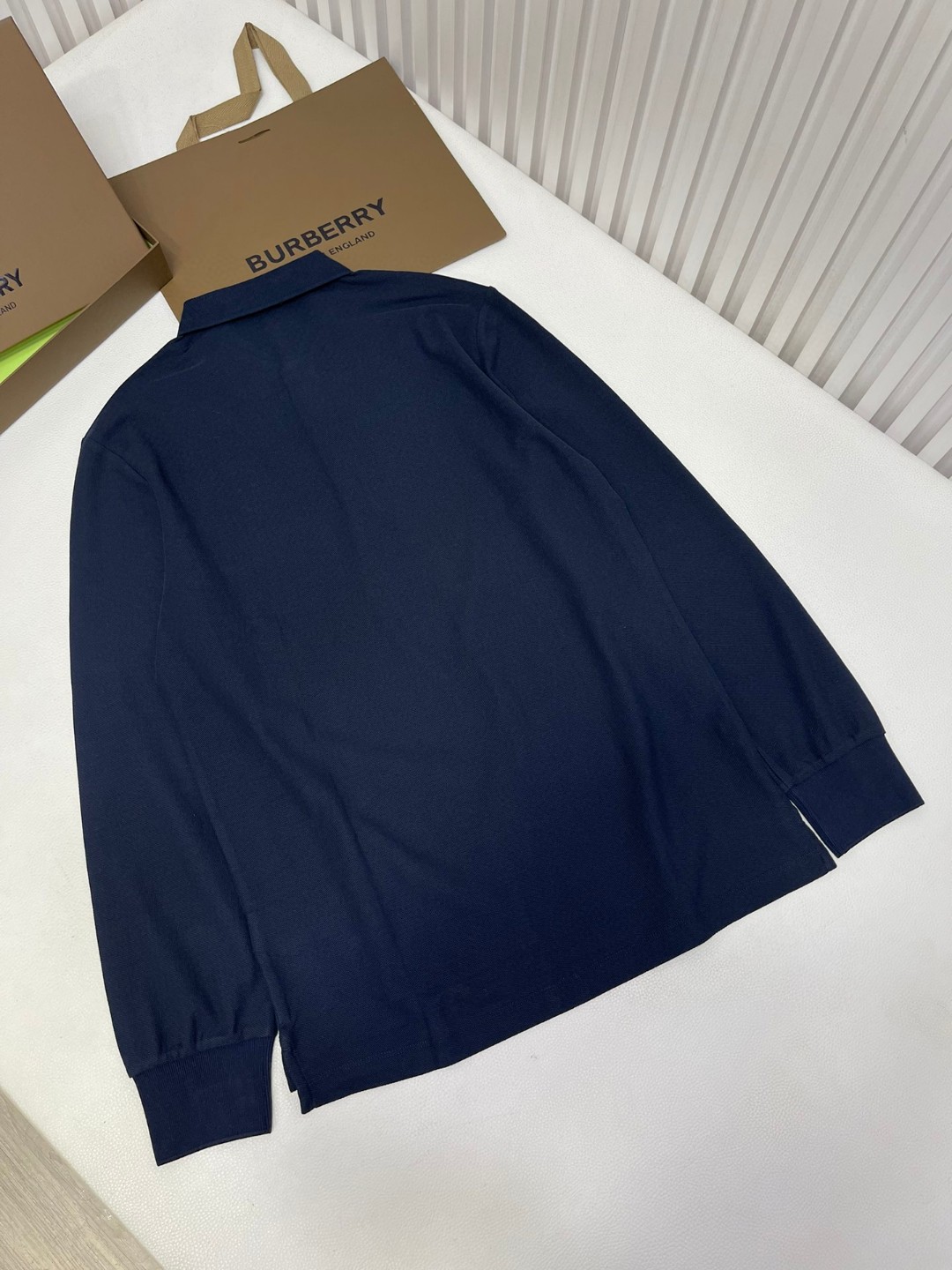 Burberry 巴宝莉 纯色字母刺绣logoPolo衫 长袖 T恤 黑色 藏蓝色 蓝色 80219471