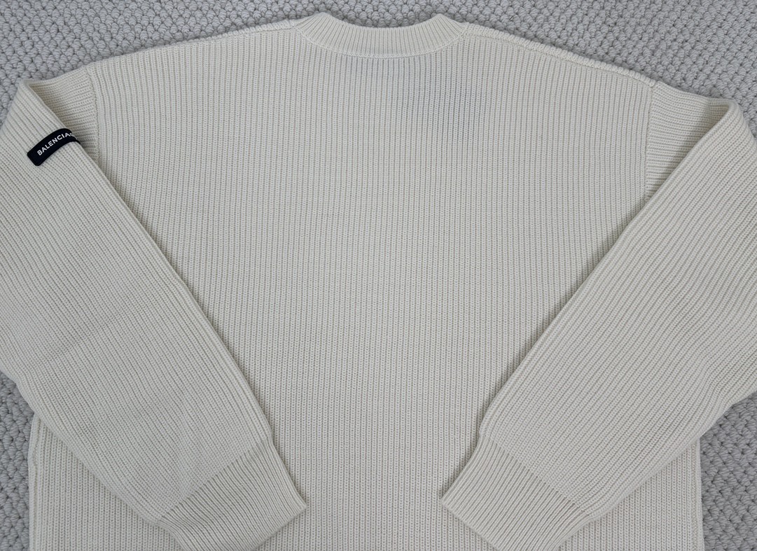 Balenciaga 巴黎世家 纯色袖标圆领毛衣 长袖 秋冬 黑色 白色 808454T17031000