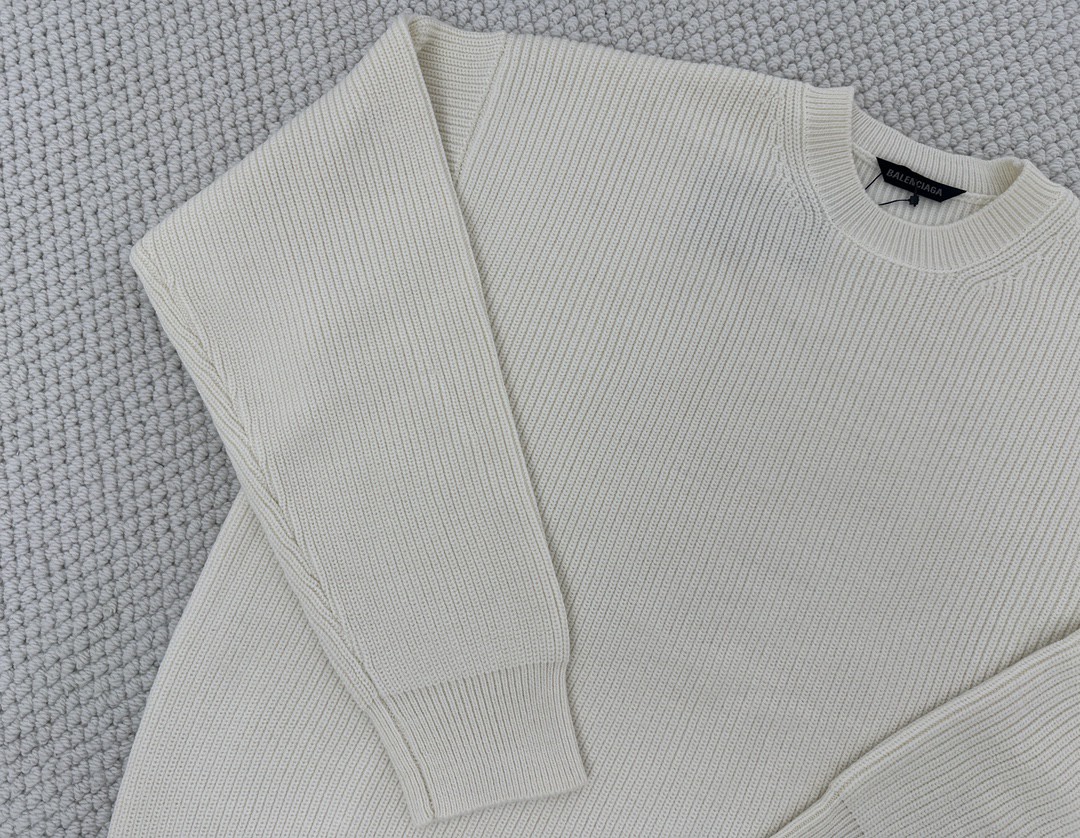 Balenciaga 巴黎世家 纯色袖标圆领毛衣 长袖 秋冬 黑色 白色 808454T17031000