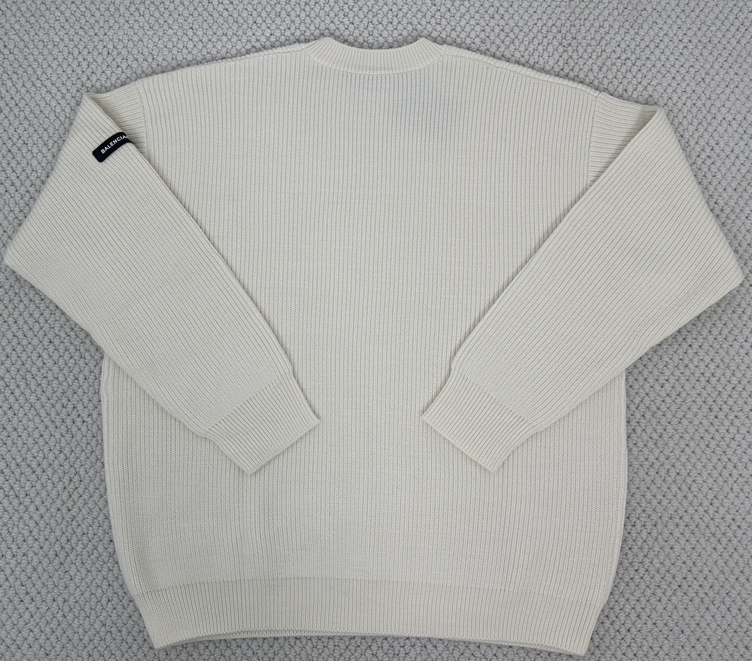 Balenciaga 巴黎世家 纯色袖标圆领毛衣 长袖 秋冬 黑色 白色 808454T17031000