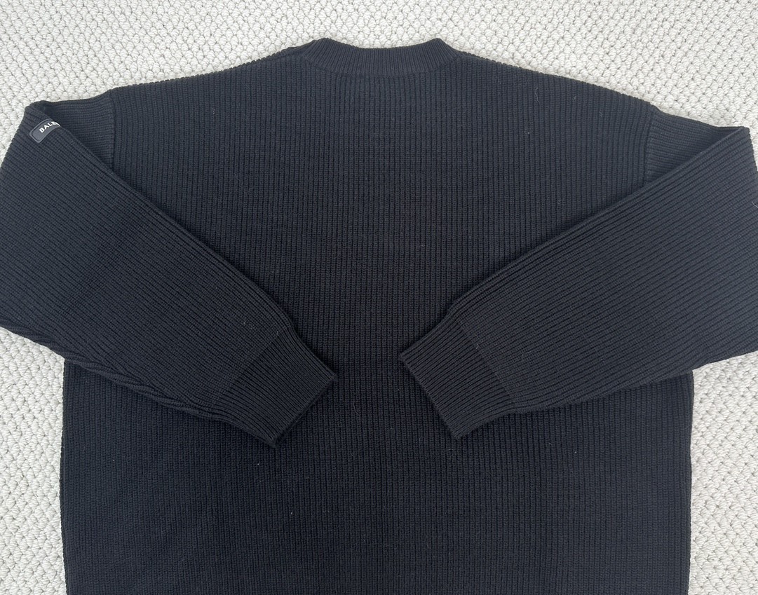 Balenciaga 巴黎世家 纯色袖标圆领毛衣 长袖 秋冬 黑色 白色 808454T17031000