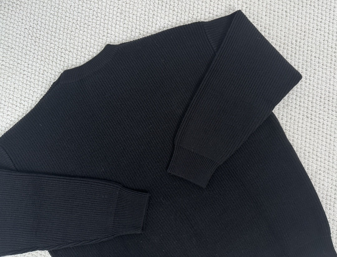 Balenciaga 巴黎世家 纯色袖标圆领毛衣 长袖 秋冬 黑色 白色 808454T17031000