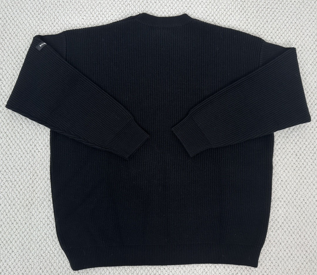 Balenciaga 巴黎世家 纯色袖标圆领毛衣 长袖 秋冬 黑色 白色 808454T17031000