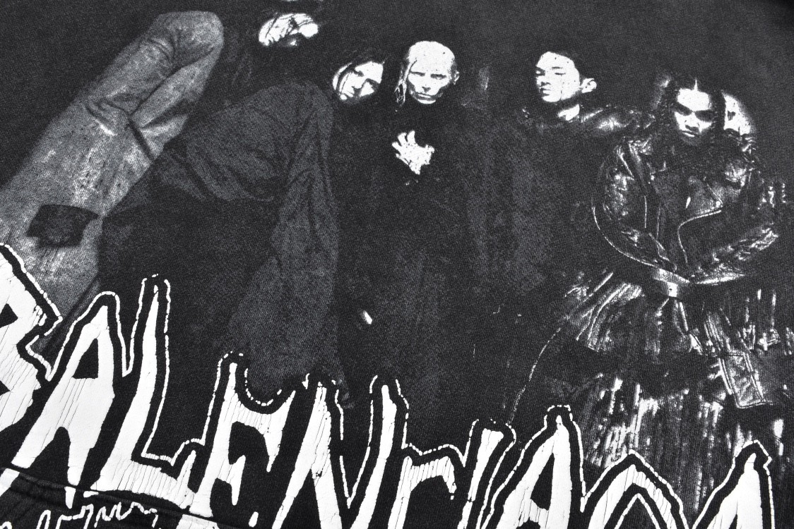 Balenciaga 巴黎世家 破洞乐队人像字母logo印花连帽卫衣 外套 长袖 秋冬 黑色