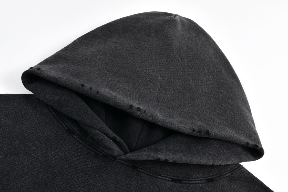 Balenciaga 巴黎世家 破洞乐队人像字母logo印花连帽卫衣 外套 长袖 秋冬 黑色