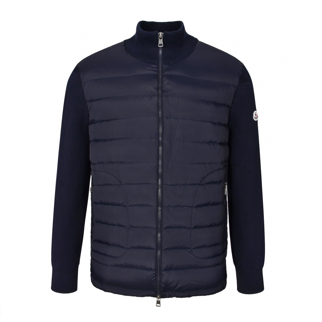 Moncler 蒙口 针织拼接羽绒拉链夹克 长袖 外套 黑色 蓝色 F20919B50700A9341777