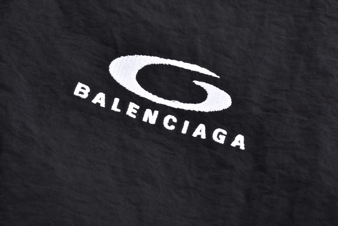 Balenciaga 巴黎世家 刺绣环形字母logo立领拉链夹克 外套 长袖 秋冬 黑色 