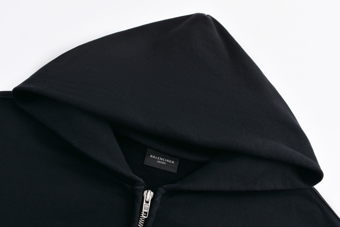 Balenciaga 巴黎世家 Vogue 联名 字母灯塔印花拉链连帽卫衣 外套 长袖 秋冬 黑色 803264TRVP69374