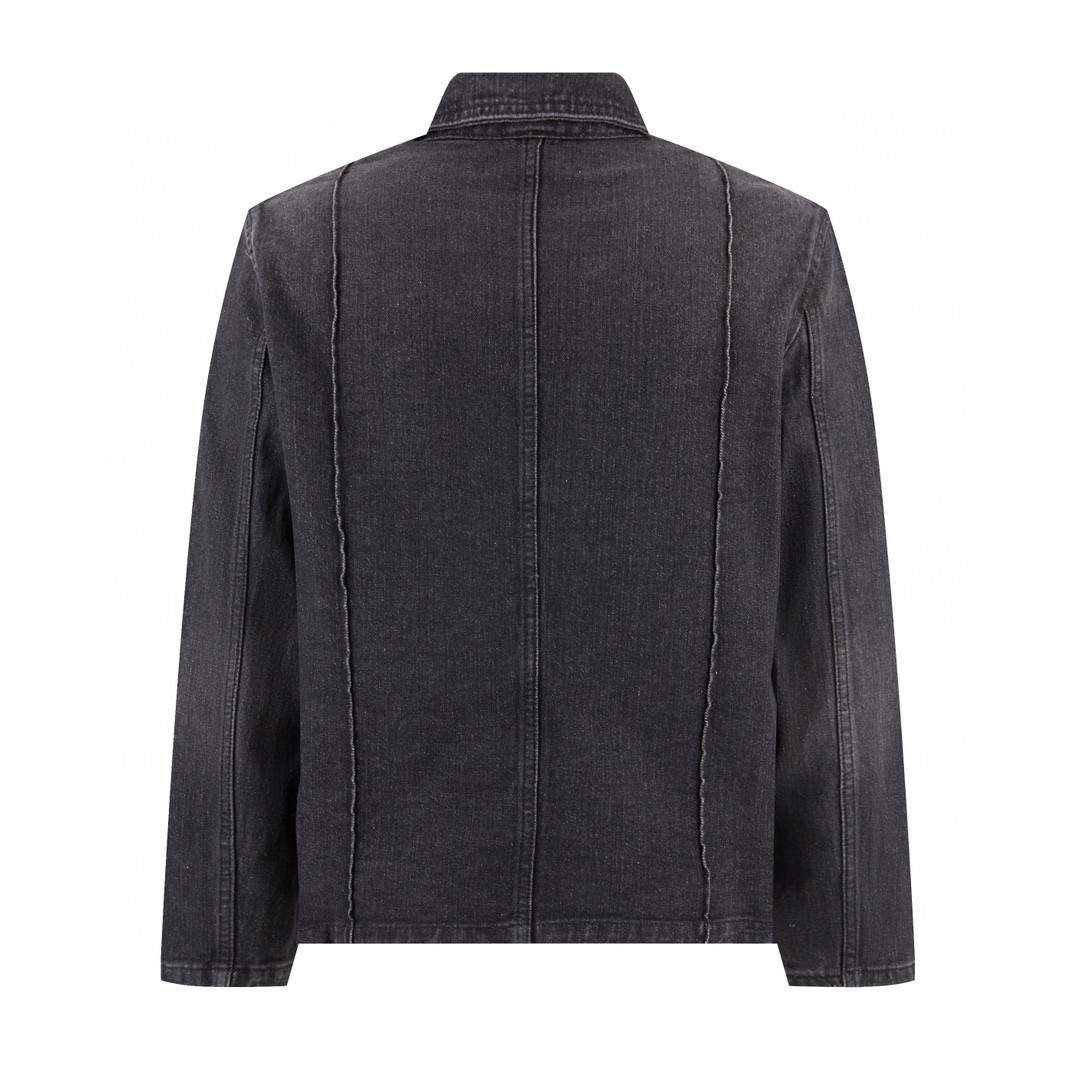 Loewe 罗意威 胸口皮口袋印花牛仔外套 衬衫 牛仔衣 长袖 秋冬 黑色 H526Y50W09-8946