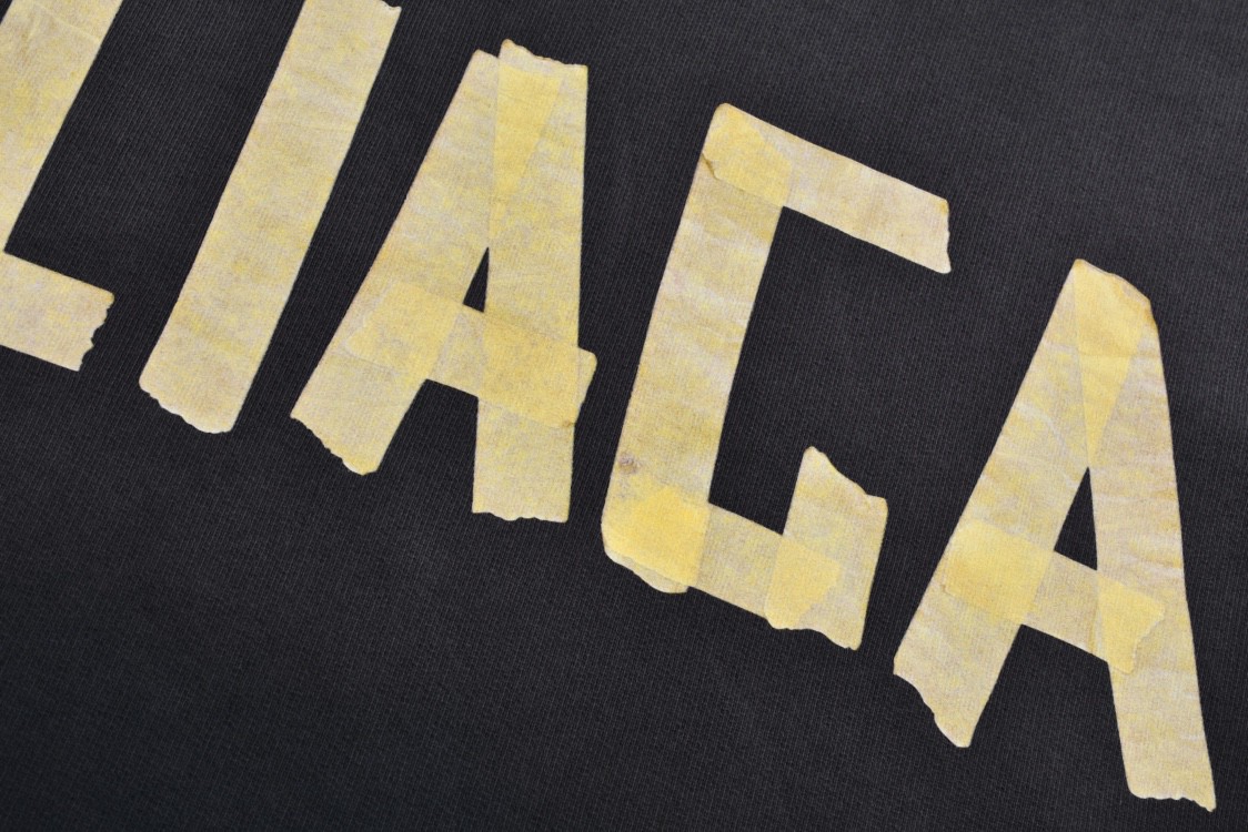 Balenciaga 巴黎世家 前后拼接胶带字母logo印花卫衣 外套 长袖 秋冬 黑色 791614TQVQ71021