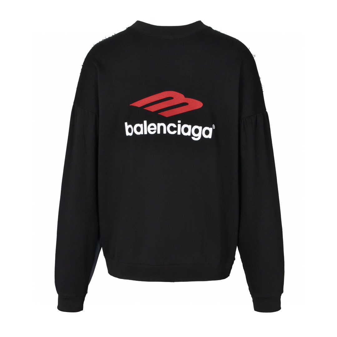 Balenciaga 巴黎世家 前后拼接胶带字母logo印花卫衣 外套 长袖 秋冬 黑色 791614TQVQ71021