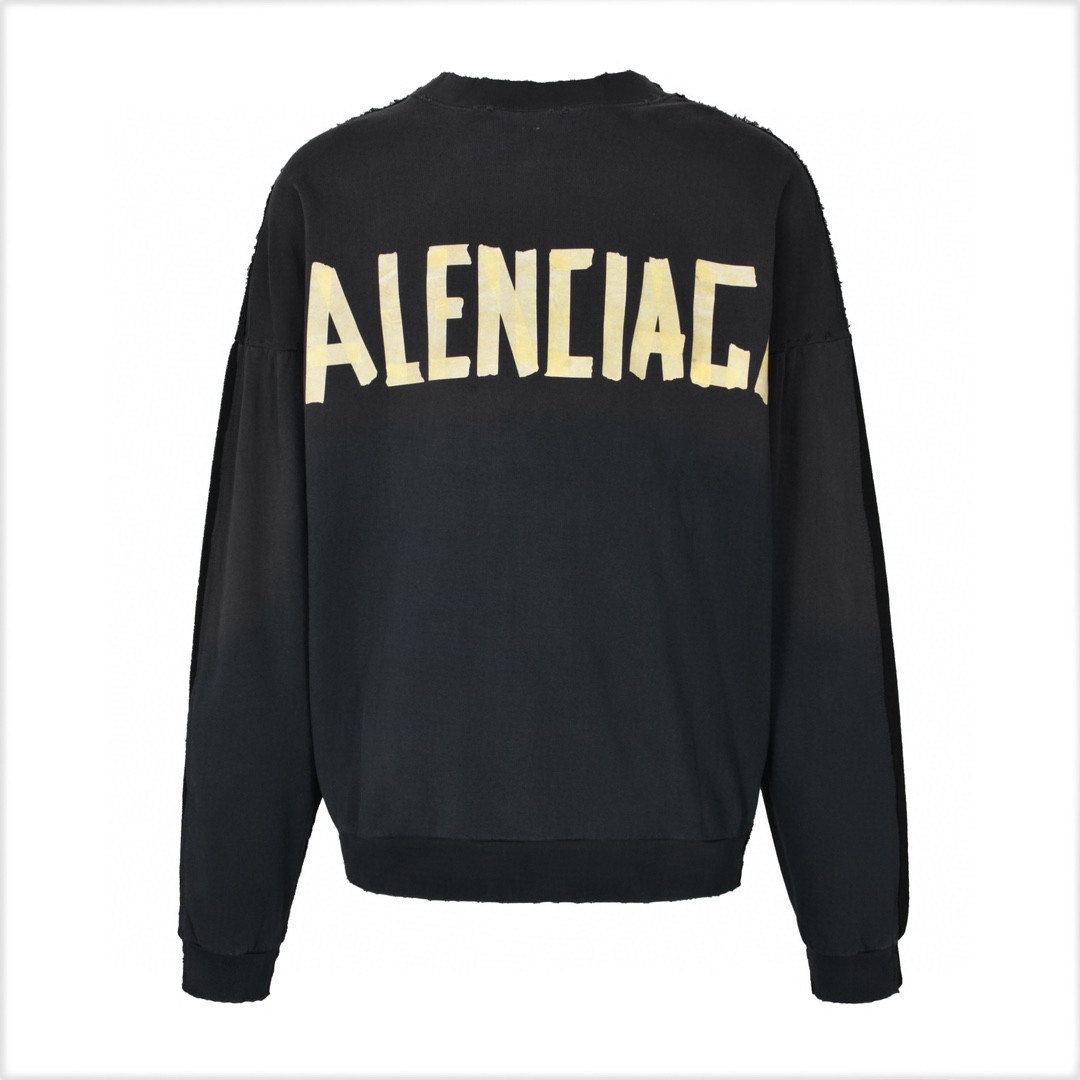 Balenciaga 巴黎世家 前后拼接胶带字母logo印花卫衣 外套 长袖 秋冬 黑色 791614TQVQ71021