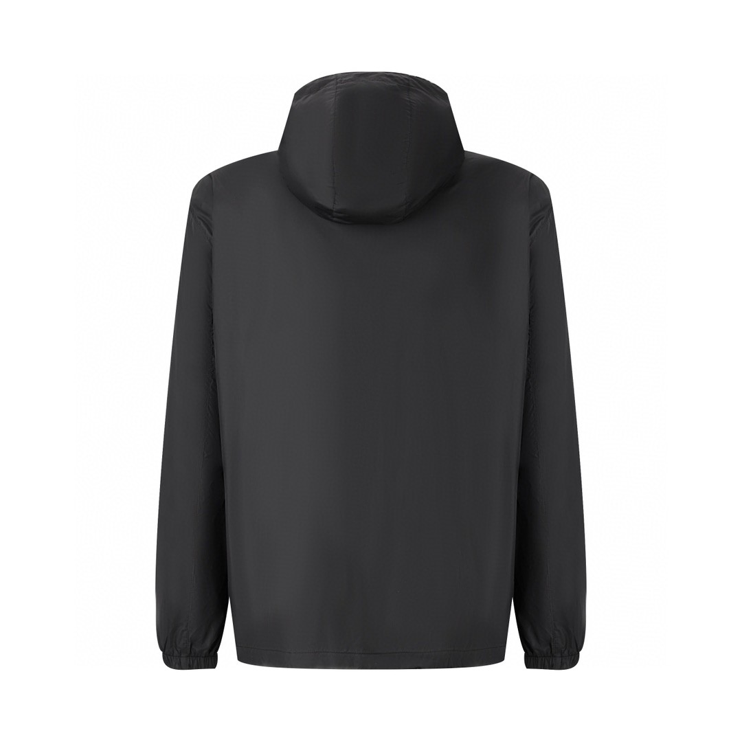 PRADA 普拉达 纯色便捷可折叠尼龙拉链连帽冲锋衣 夹克 外套 长袖 黑色 SGC530-1WQ9-F0967-S-232