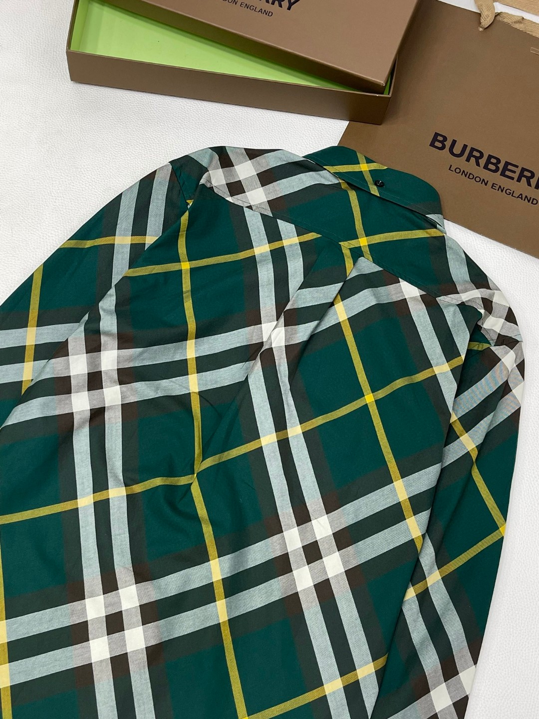 Burberry 巴宝莉 战马刺绣小标格纹单排扣衬衫 长袖 外套 卡其色 蓝色 绿色 80821941 80828861