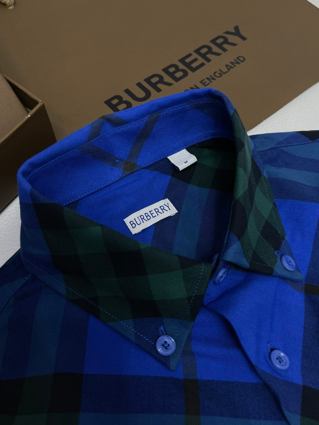 Burberry 巴宝莉 战马刺绣小标格纹单排扣衬衫 长袖 外套 卡其色 蓝色 绿色 80821941 80828861
