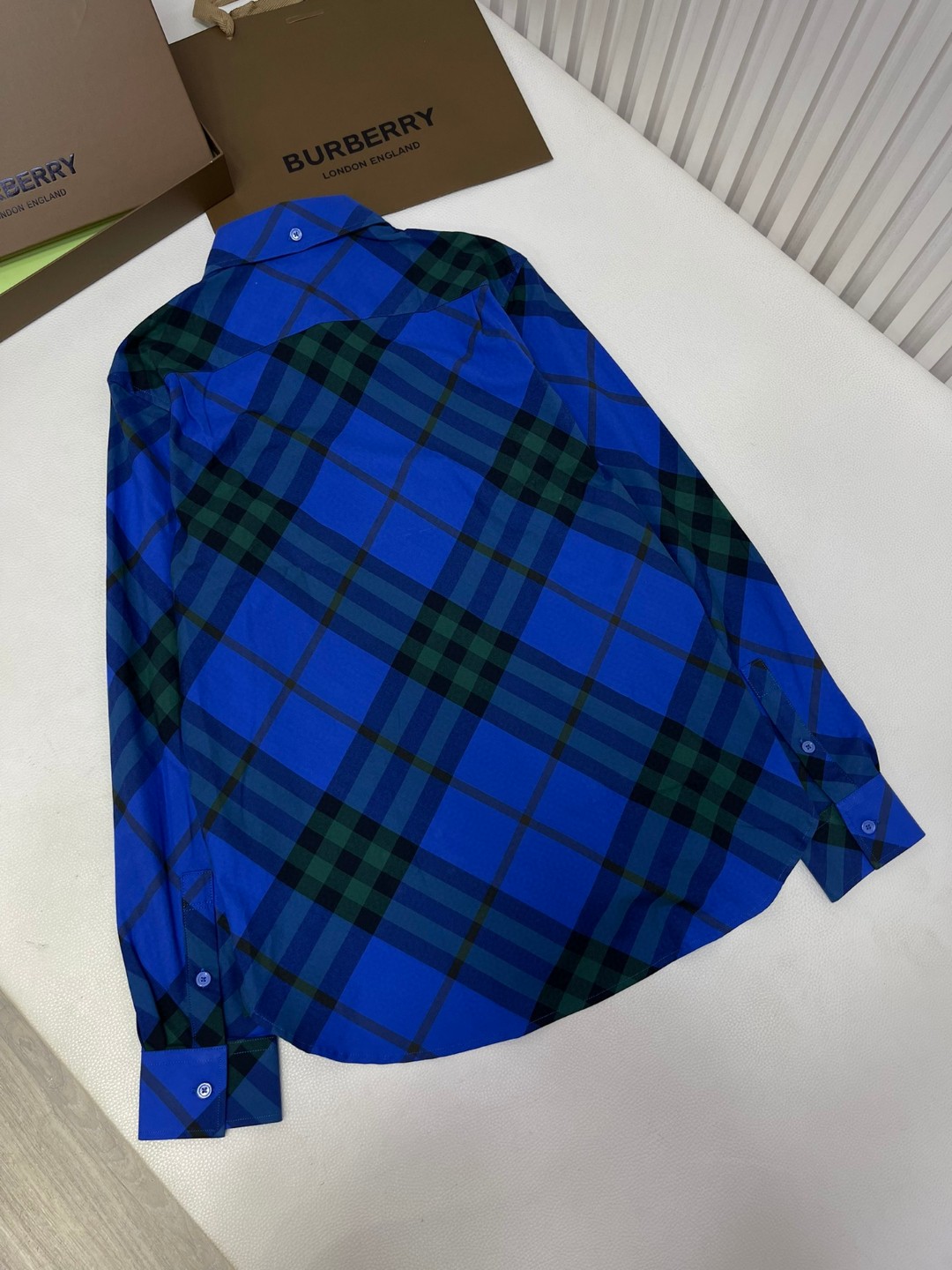 Burberry 巴宝莉 战马刺绣小标格纹单排扣衬衫 长袖 外套 卡其色 蓝色 绿色 80821941 80828861