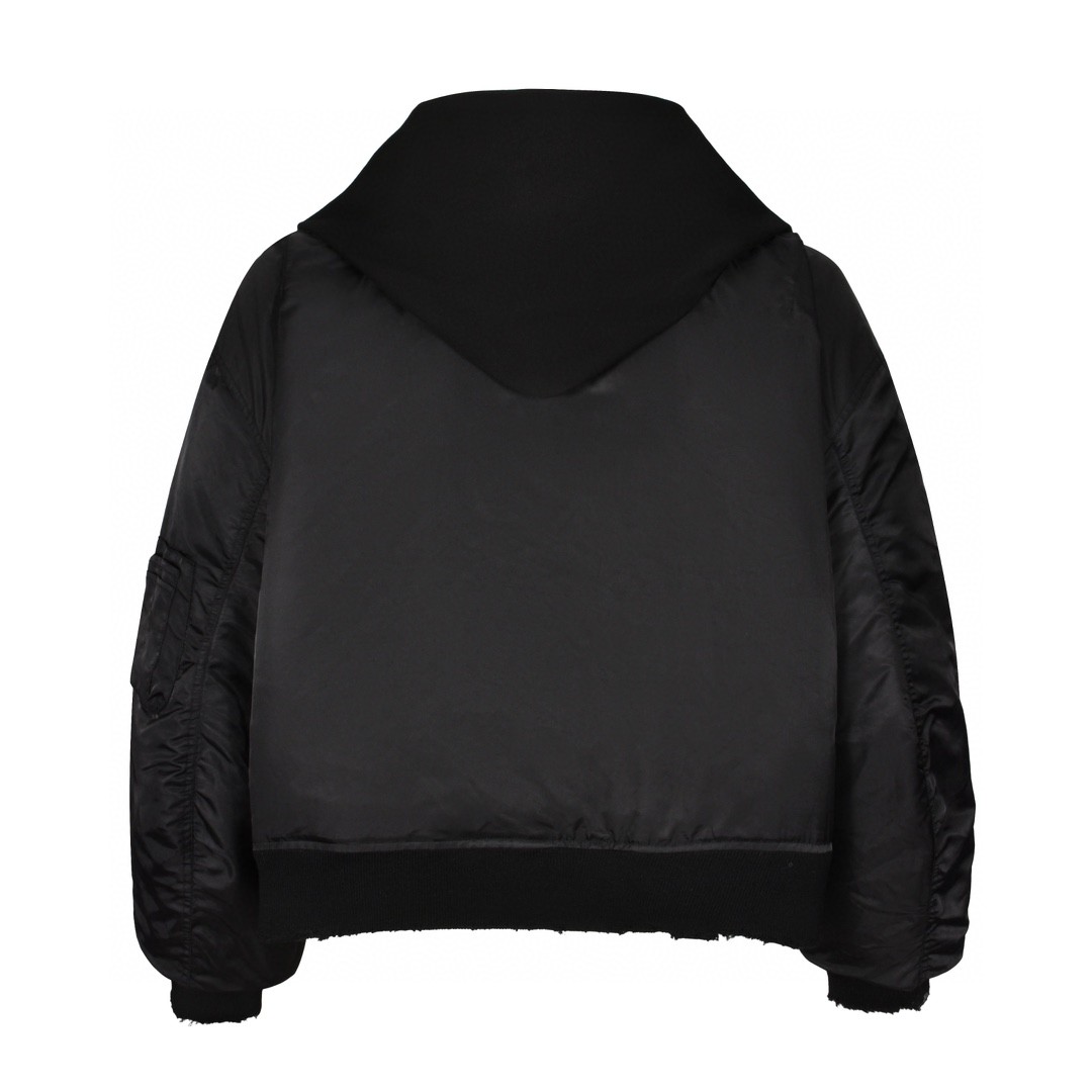 Balenciaga 巴黎世家 四袖拼接拉链连帽棉服 夹克 外套 长袖 黑色