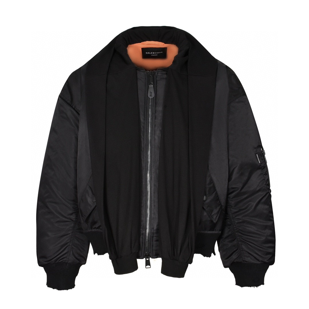 Balenciaga 巴黎世家 四袖拼接拉链连帽棉服 夹克 外套 长袖 黑色