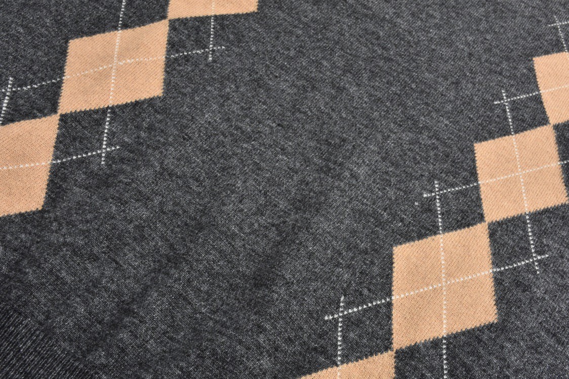 MIU MIU 缪缪 菱格嵌花Polo领羊绒毛衣 针织衫 长袖 灰色 MML973-15NE-F0480-S-OOO