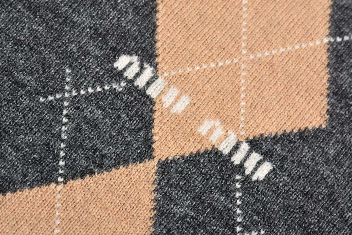 MIU MIU 缪缪 菱格嵌花Polo领羊绒毛衣 针织衫 长袖 灰色 MML973-15NE-F0480-S-OOO