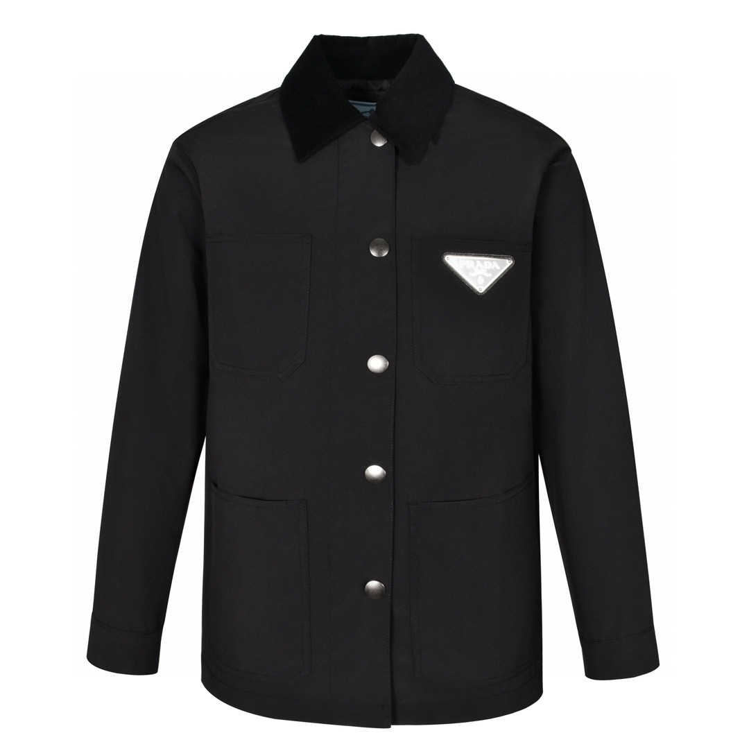 PRADA 普拉达 纯色徽标拉链工装夹克 外套 长袖 黑色 292103-11HJ-F0002-S-231