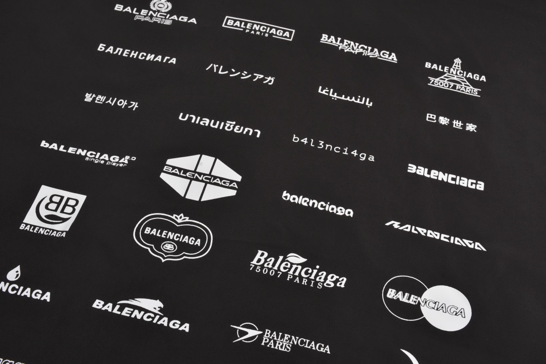 Balenciaga 巴黎世家 多标合集拉链连帽冲锋衣 外套 长袖 秋冬 黑色 725607TMO101000