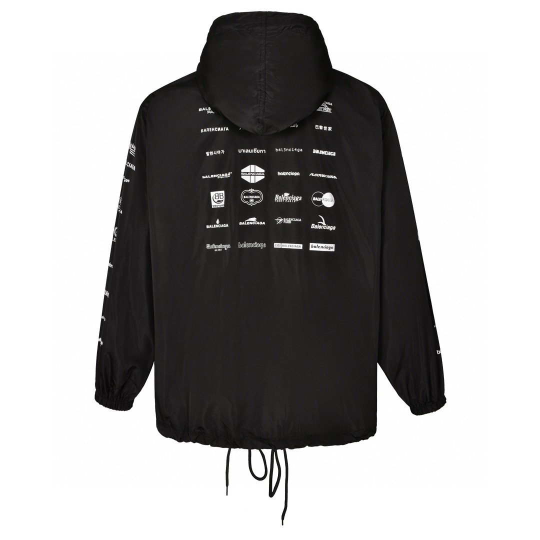 Balenciaga 巴黎世家 多标合集拉链连帽冲锋衣 外套 长袖 秋冬 黑色 725607TMO101000