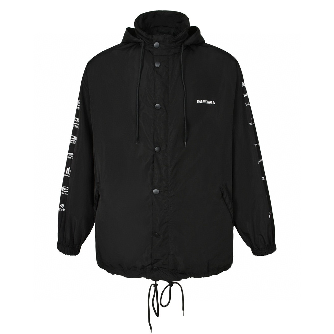 Balenciaga 巴黎世家 多标合集拉链连帽冲锋衣 外套 长袖 秋冬 黑色 725607TMO101000