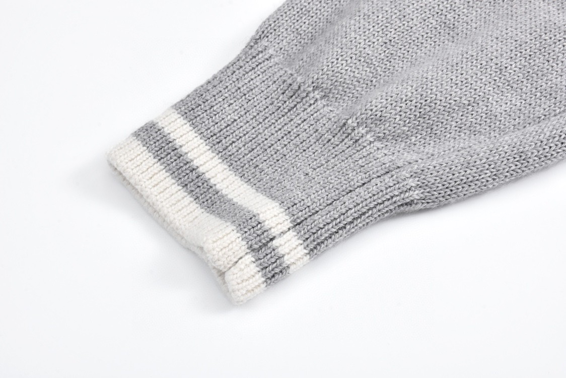 DIOR 迪奥 条纹字母Logo刺绣V领毛衣 针织衫 开衫 外套 长袖 灰色 443M204AT879-C880