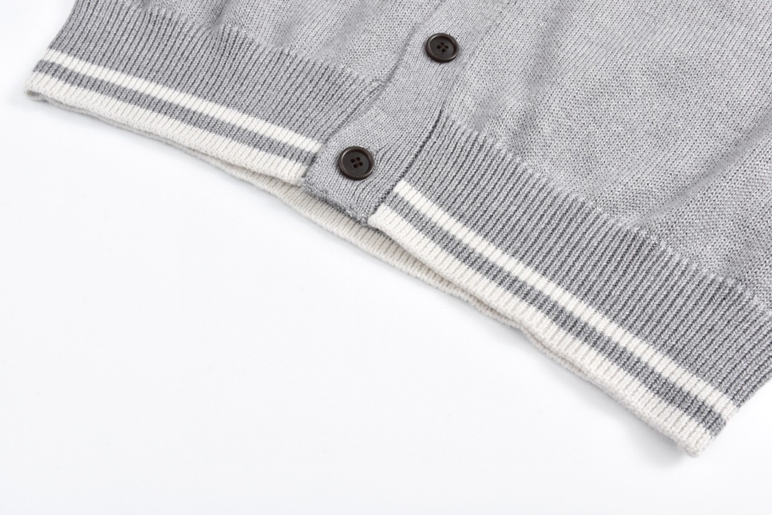 DIOR 迪奥 条纹字母Logo刺绣V领毛衣 针织衫 开衫 外套 长袖 灰色 443M204AT879-C880