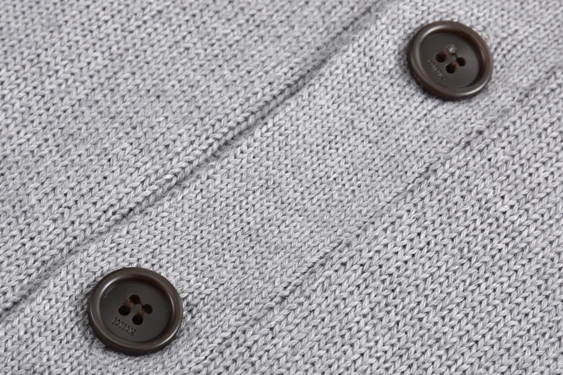 DIOR 迪奥 条纹字母Logo刺绣V领毛衣 针织衫 开衫 外套 长袖 灰色 443M204AT879-C880