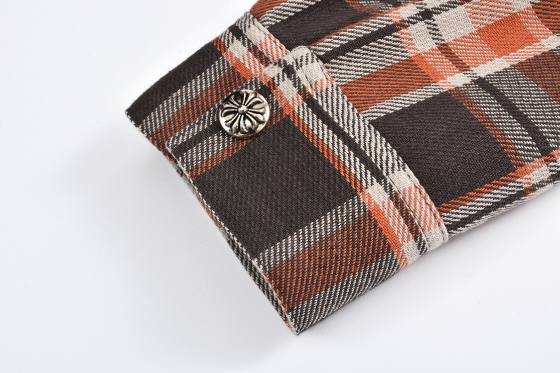 Chrome Hearts 克罗心 格子单排扣衬衫 长袖 外套 红棕色