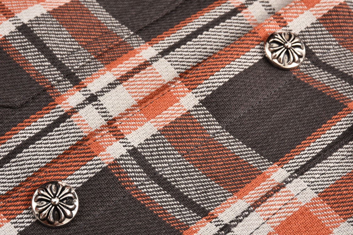 Chrome Hearts 克罗心 格子单排扣衬衫 长袖 外套 红棕色
