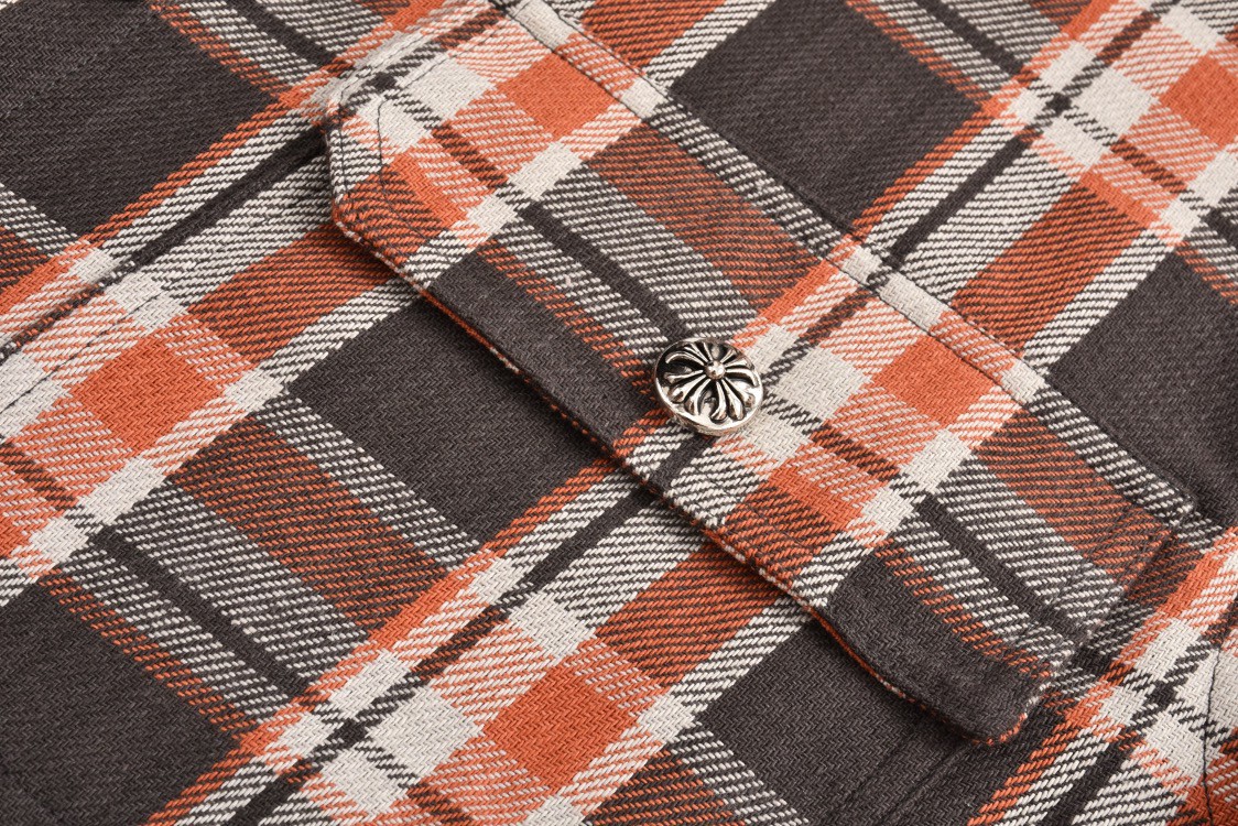 Chrome Hearts 克罗心 格子单排扣衬衫 长袖 外套 红棕色