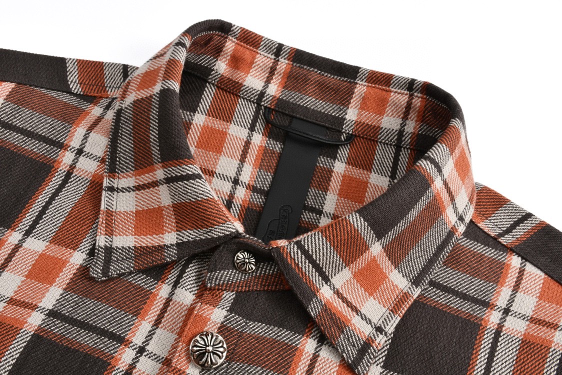 Chrome Hearts 克罗心 格子单排扣衬衫 长袖 外套 红棕色