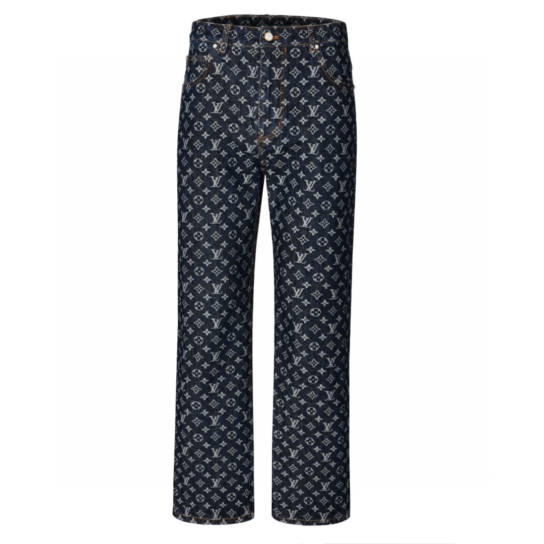 LOUIS VUITTON 路易威登 字母Logo提花满印牛仔裤 休闲裤 裤子 长裤 1AFX30