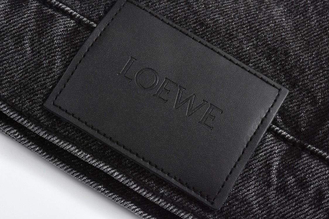 Loewe 罗意威 手臂刺绣logo牛仔外套 衬衫 牛仔衣 长袖 秋冬 黑色 H526Y50W26-1100