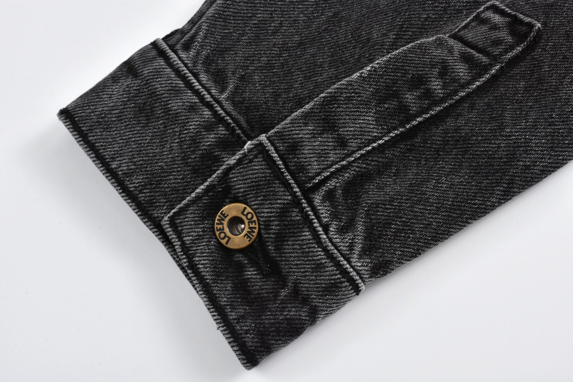 Loewe 罗意威 手臂刺绣logo牛仔外套 衬衫 牛仔衣 长袖 秋冬 黑色 H526Y50W26-1100