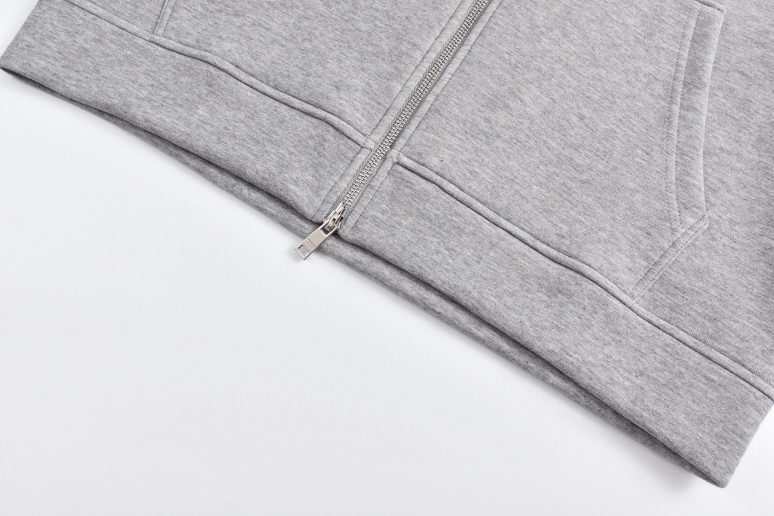 PRADA 普拉达 logo徽标拉链连帽卫衣 长袖 灰色 UADC-MJB3569-PTE003N