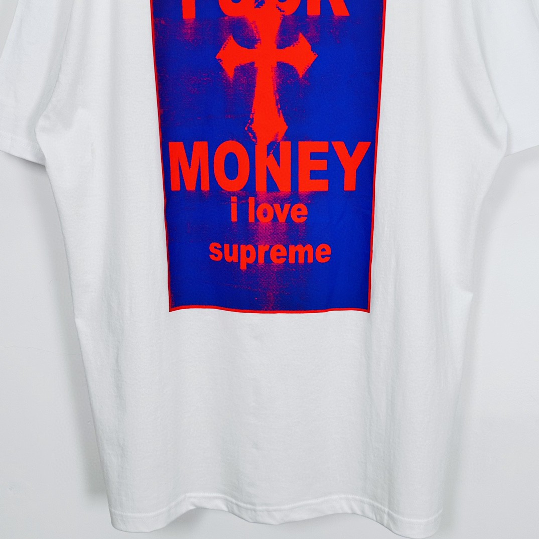 Supreme FW24 WEEK1 Money Tee 背面字母十字架印花短袖 T恤 黑色 白色 SUP-FW24-012