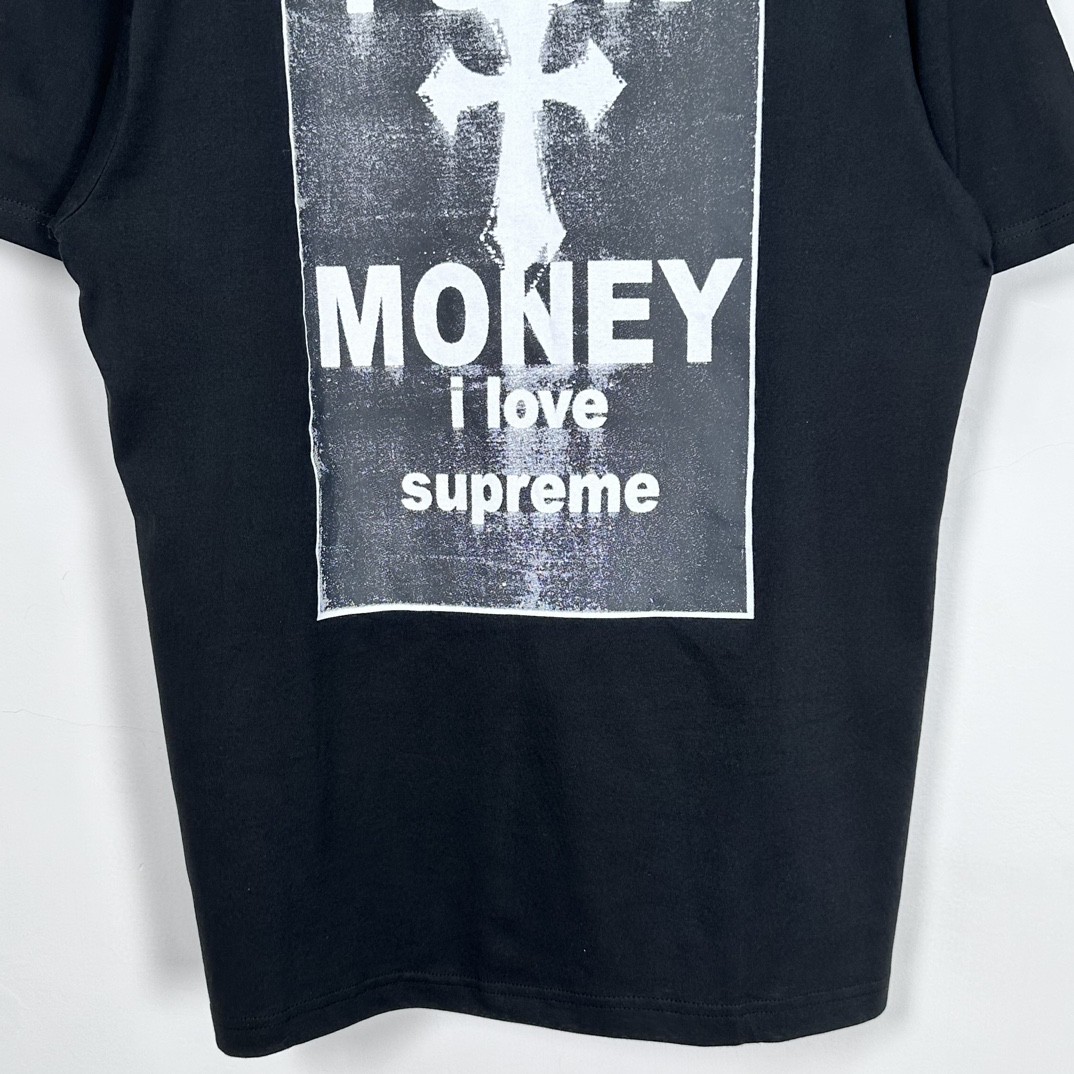 Supreme FW24 WEEK1 Money Tee 背面字母十字架印花短袖 T恤 黑色 白色 SUP-FW24-012