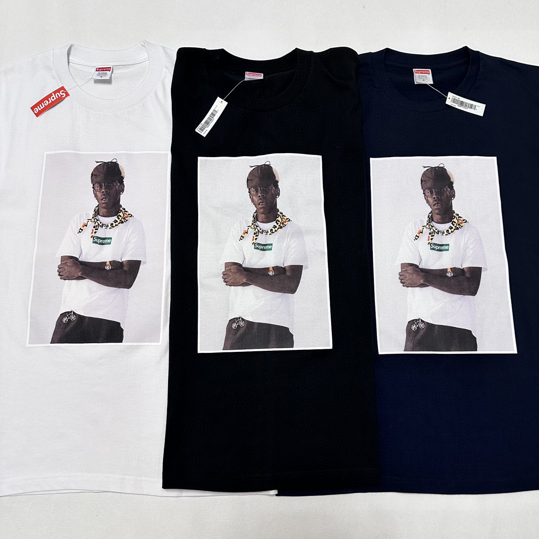 Supreme FW24 Tyler The Creator Tee 肖像印花短袖 T恤 黑色 白色 蓝色 SUP-FW24-002