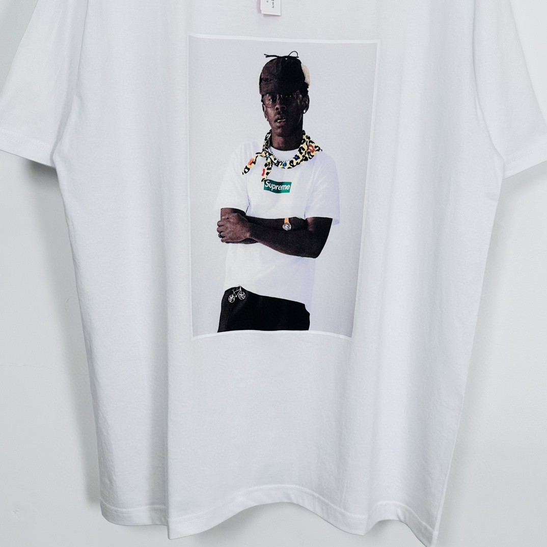 Supreme FW24 Tyler The Creator Tee 肖像印花短袖 T恤 黑色 白色 蓝色 SUP-FW24-002