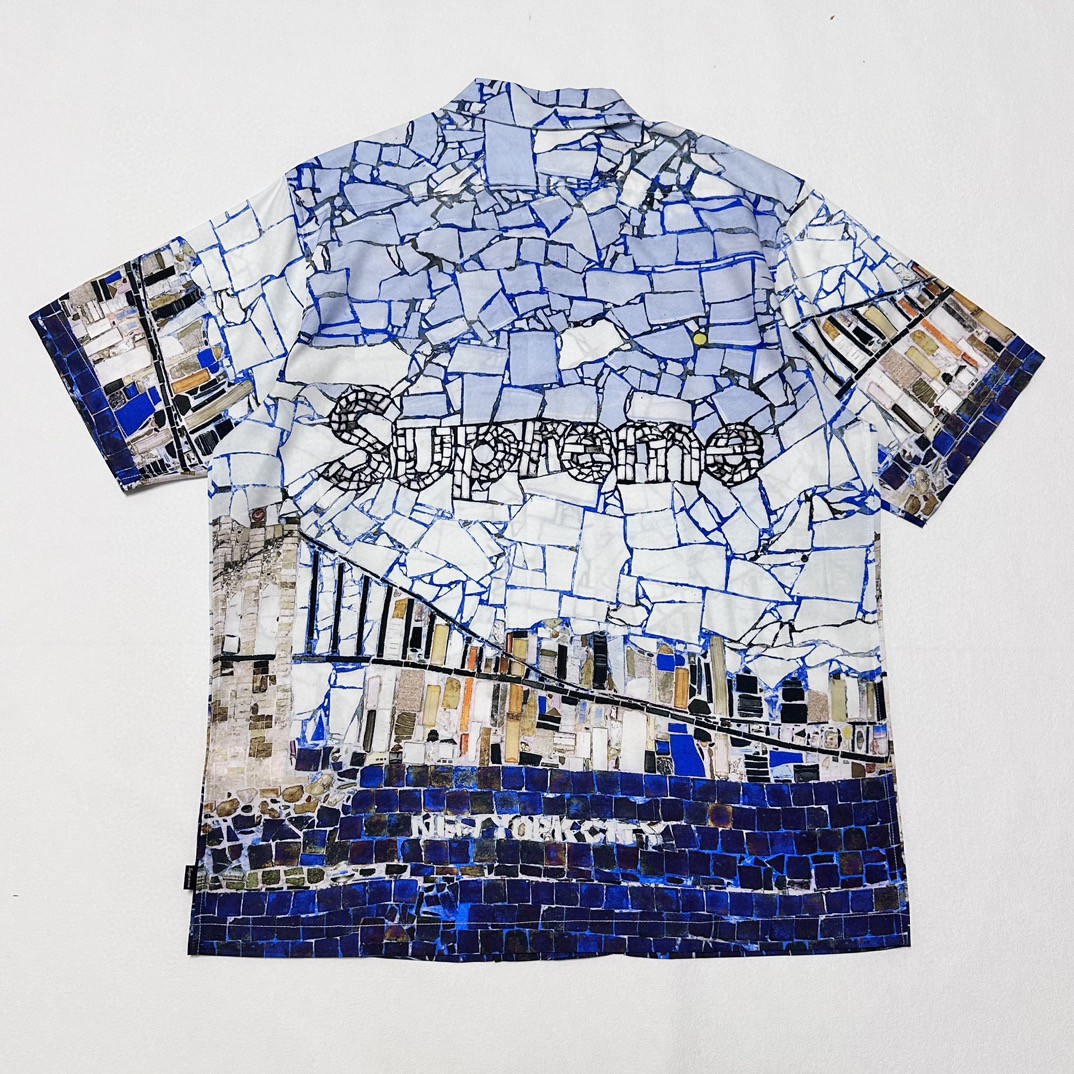 Supreme SS24 WEEK11 MOSAIC S/S SHIRT 马赛克图案logo纽扣短袖衬衫 SUP-SS24-175