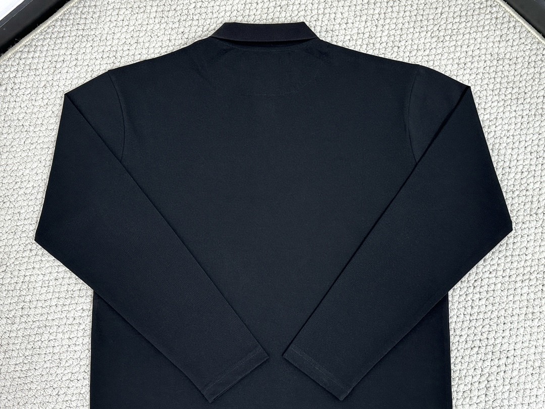 PRADA 普拉达 纯色logo徽标拉链Polo衫 长袖 黑色 UJL59B-1YR4-F0002-S-OOO