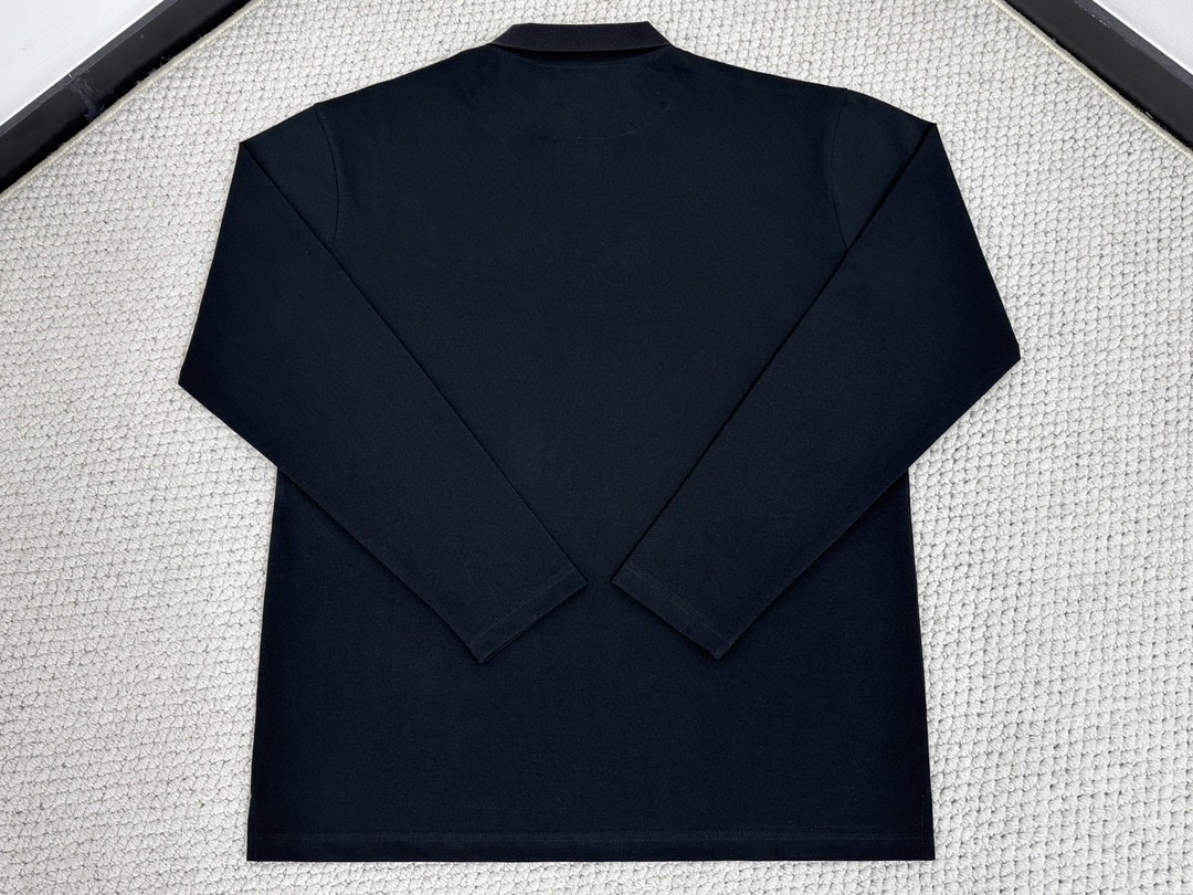 PRADA 普拉达 纯色logo徽标拉链Polo衫 长袖 黑色 UJL59B-1YR4-F0002-S-OOO