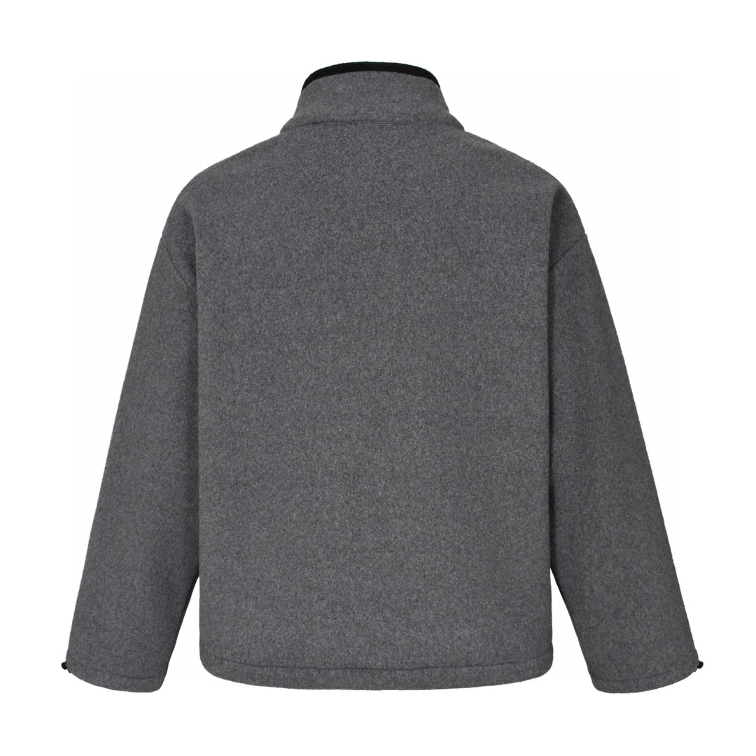 MIU MIU 缪缪 摇粒绒字母刺绣logo立领拉链夹克 外套 长袖 灰色 MJL042-15V3-F0031-S-OOO